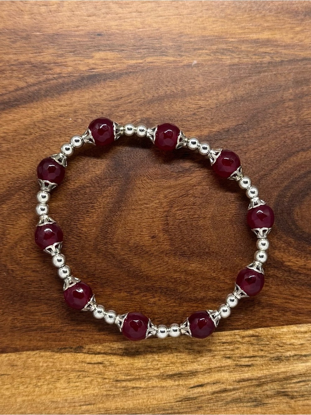✨ Handmade Chalcedony Ruby Stretch Bracelet ✨